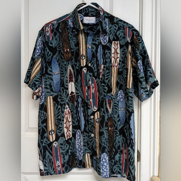 Bill Blass Silk / Cotton Hawaiian Style Button Down Shirt - M - Picture 1 of 4